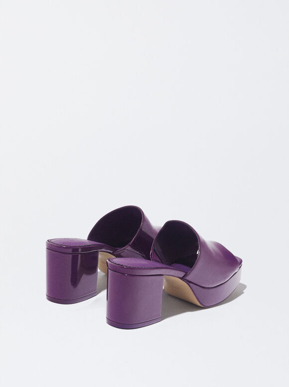 Tamanco de verniz com salto - Violeta