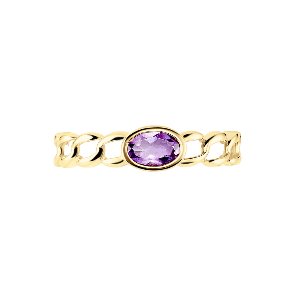 Bague Chain Or Jaune Améthyste