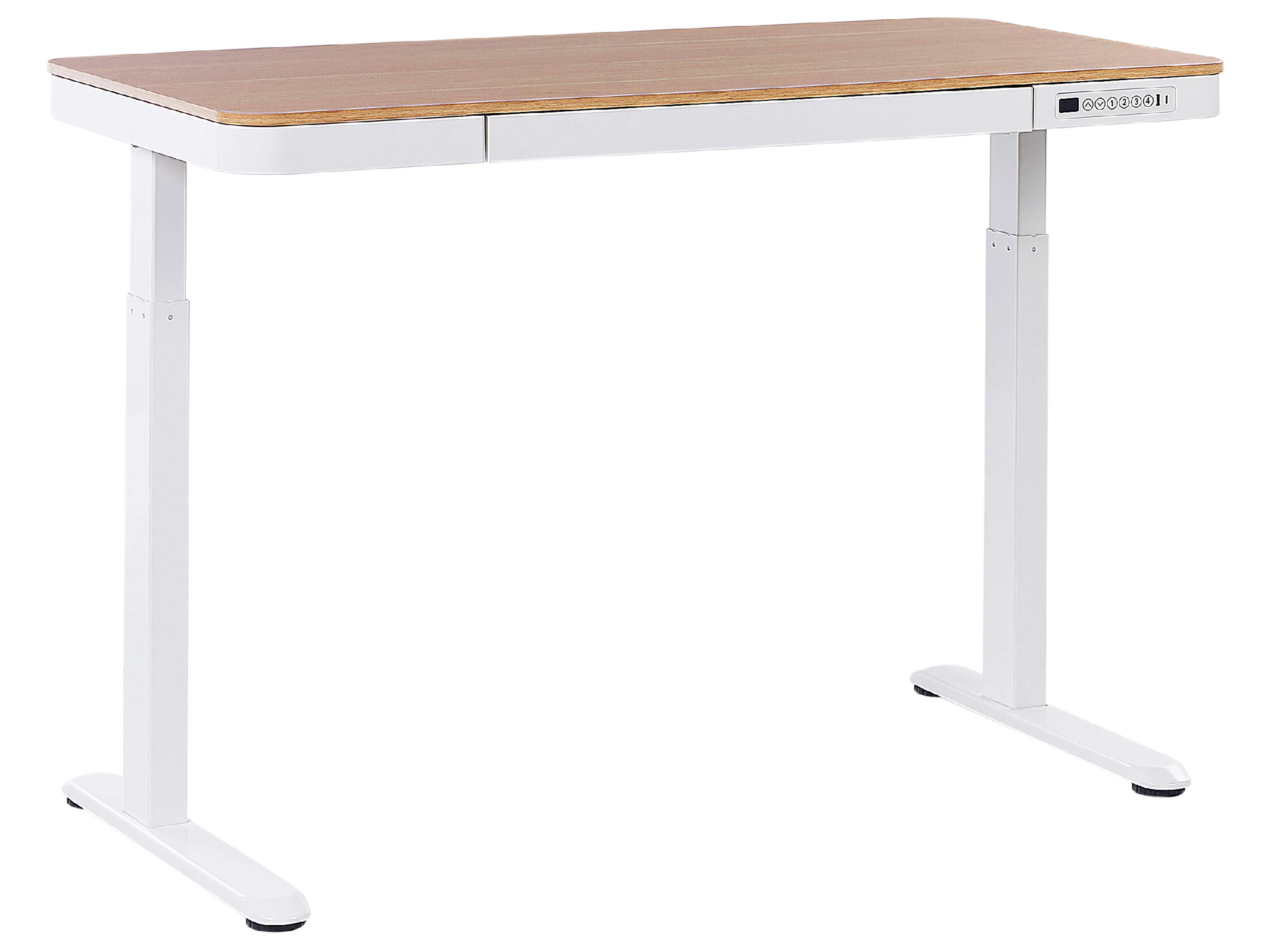 Elektrisch verstelbaar sta-bureau KENLY Bruin/wit 120 cm 60 cm met USB-poort