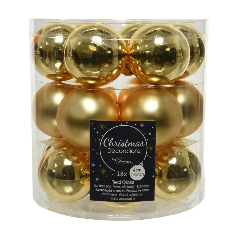 Decoris Kleine kerstballen - 18x - goud - D4 cm - glas