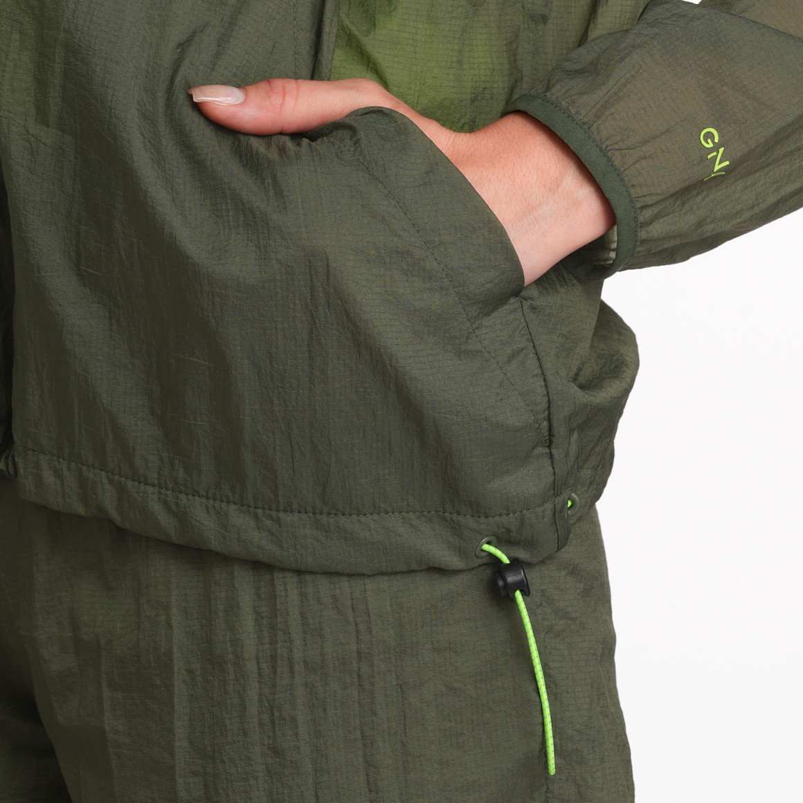 Gina Sports Damen Sport-Jacke mit Kapuze dunkelgrün