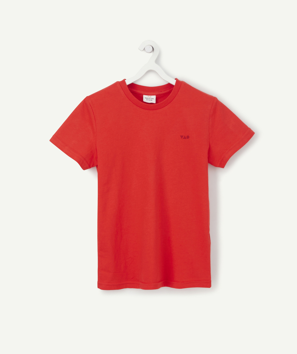 T-SHIRT GARÇON EN COTON ROUGE AVEC LOGO TAO FLOQUÉ