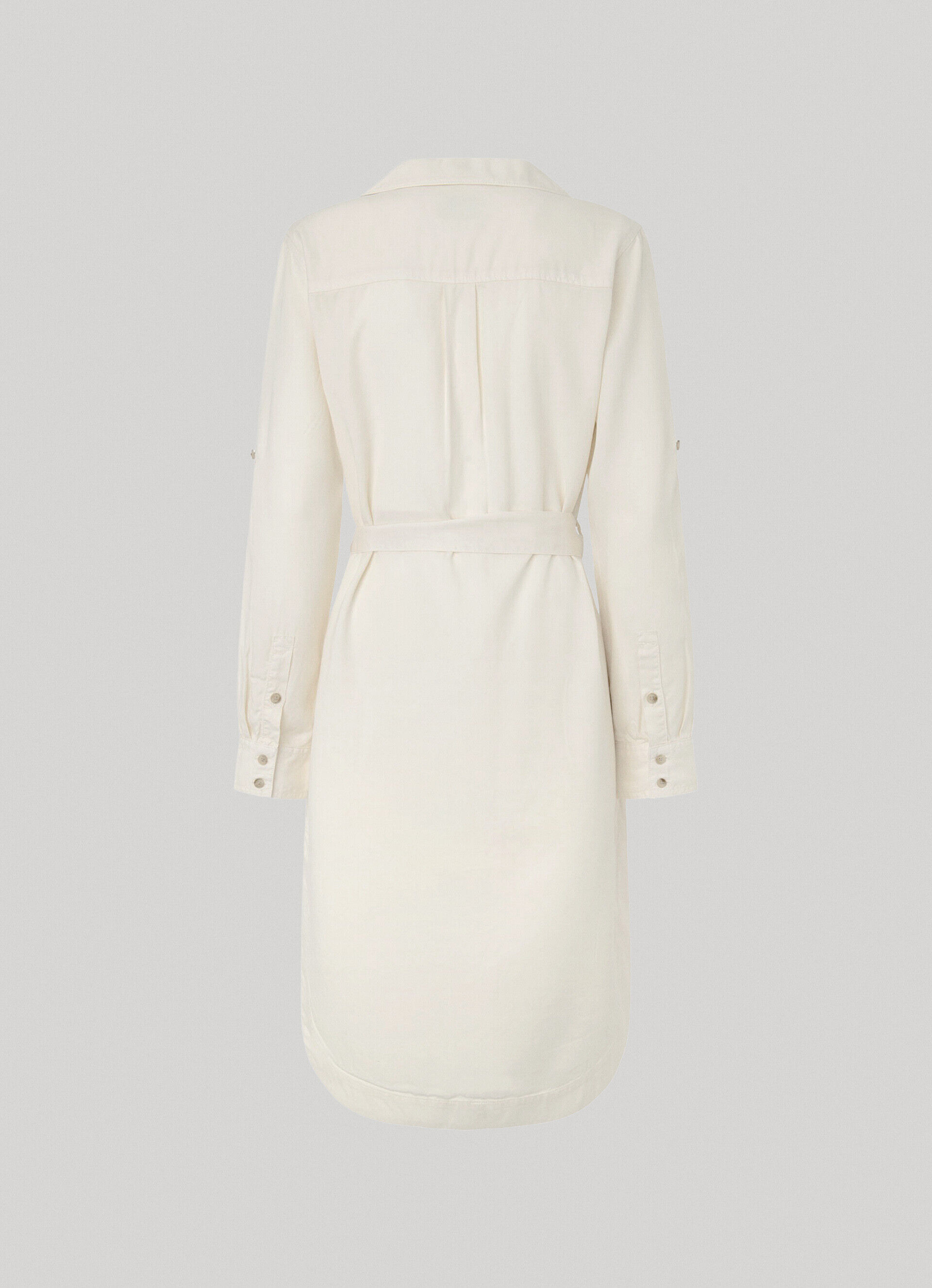 Vestido em Tencel com gola lapela - branco marfim