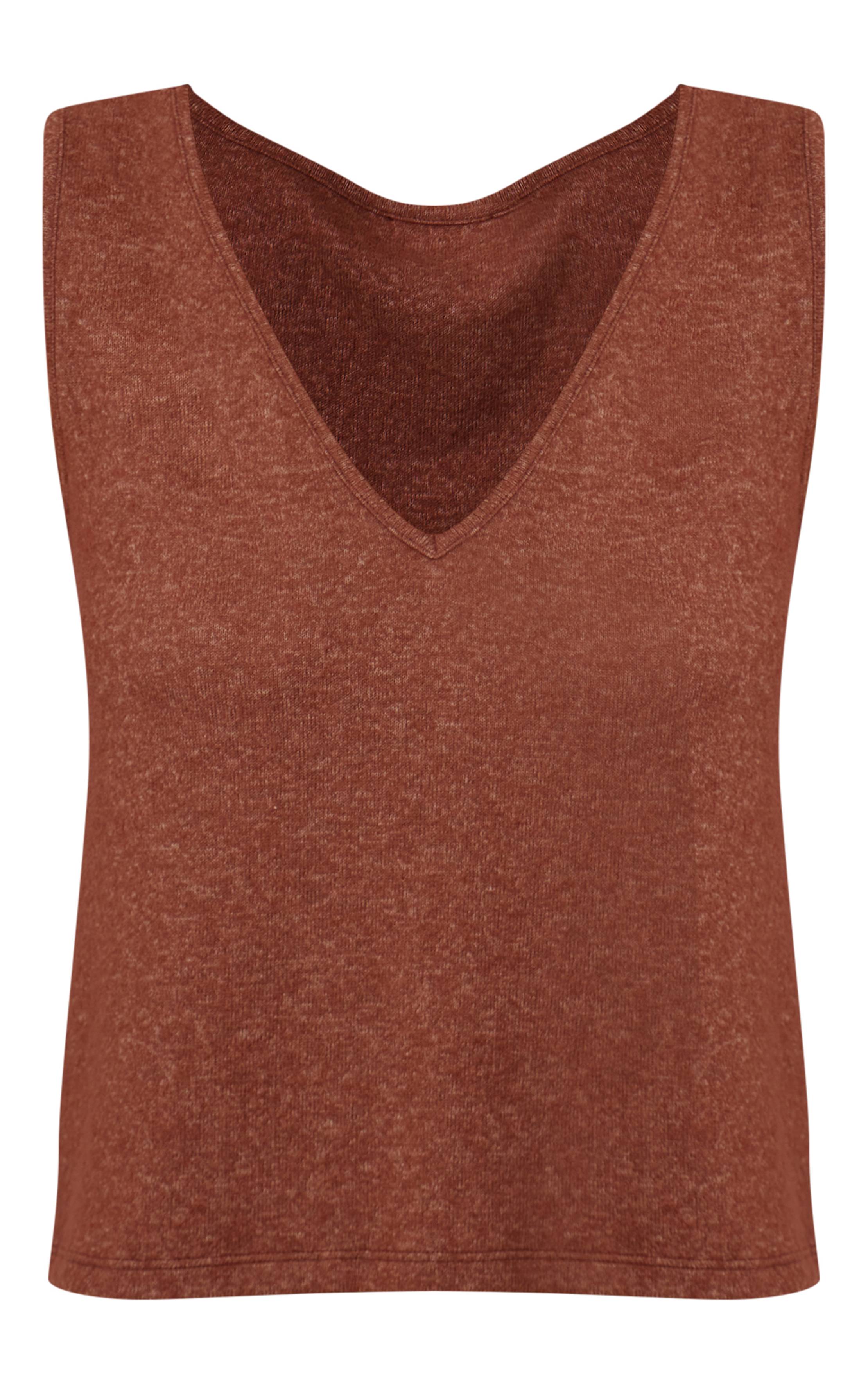 Chocolat Débardeur Gilet Ample En Maille Douce À Col En V