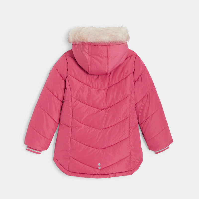 Parka doudoune épaisse à capuche rose fille
