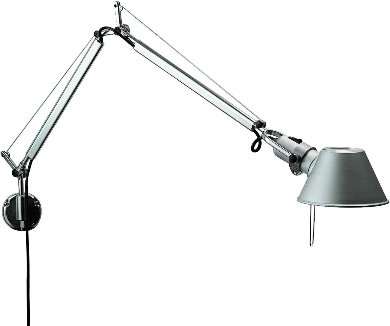 Artemide- Tolomeo Faretto Mini Wandleuchte. Hochwertige Wandlampe mit dreh-und schwenkbarem Spot aus Aluminium. Made in Italy, (lxh): 71cm x 57cm