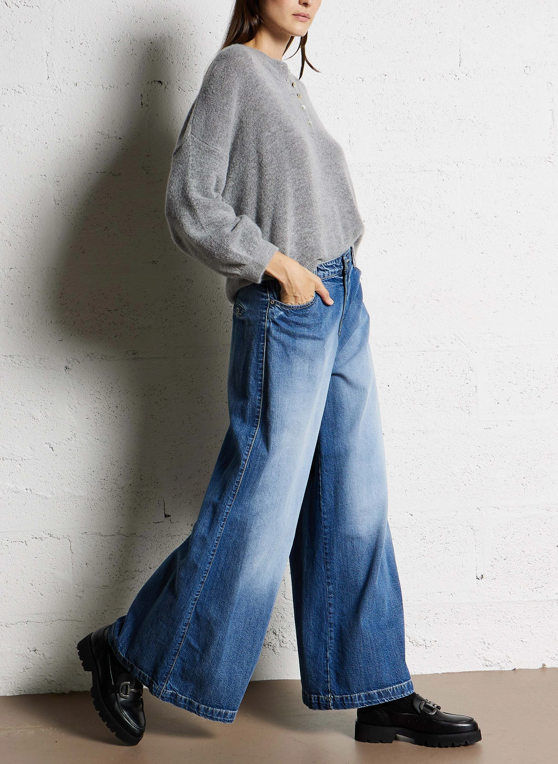 Jean boot-cut en coton | Bleu