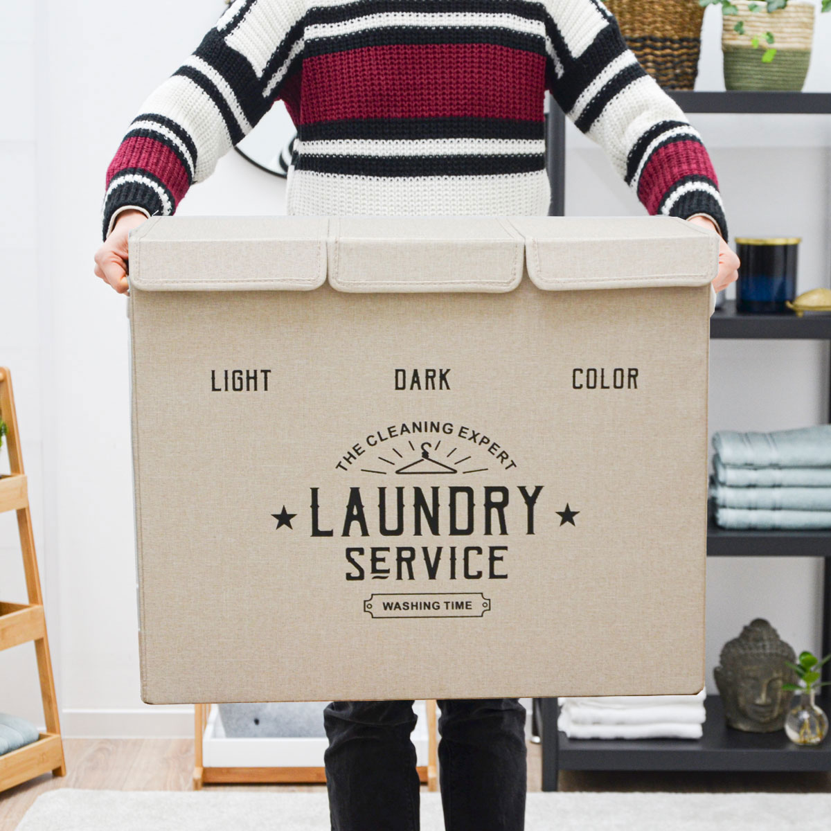 DuneDesign 3 vakken wasmand - 84 liter
