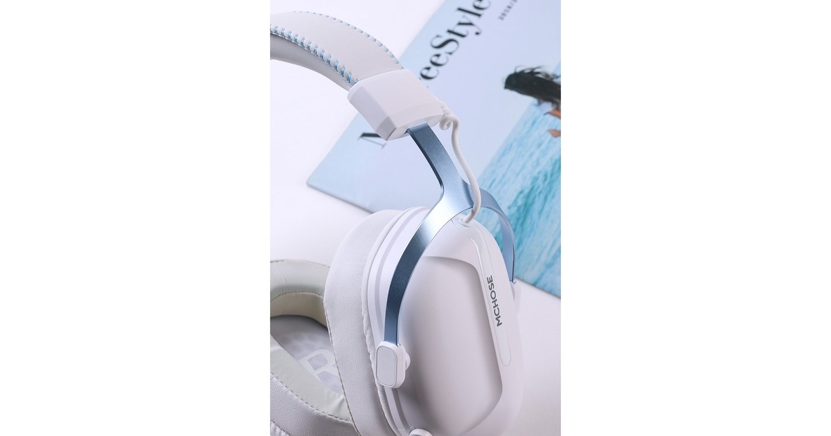 MCHOSES9 Pro Wireless  over-ear gaming headset  (Wit/blauw, PC / laptop / Playstation / Switch / Smartphone, 2.4G / Bluetooth / Wired / Type-C)