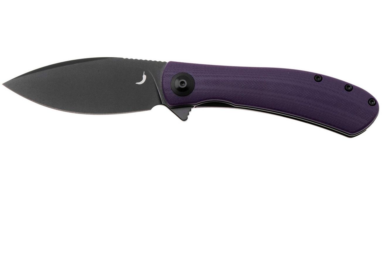 Trollsky Knives Mandu Evo MTE014 Blackwashed MagnaCut, Purple G10, zakmes, Michael Trollsky design