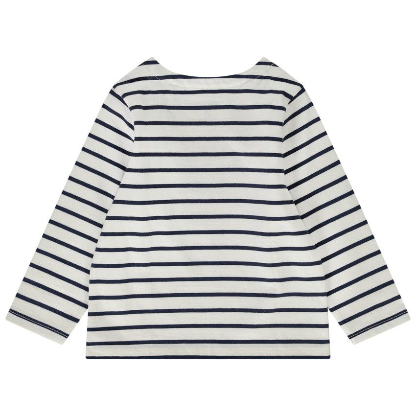 T-shirt manches longues marinière patch brodé pour bébé garçon - Ecru