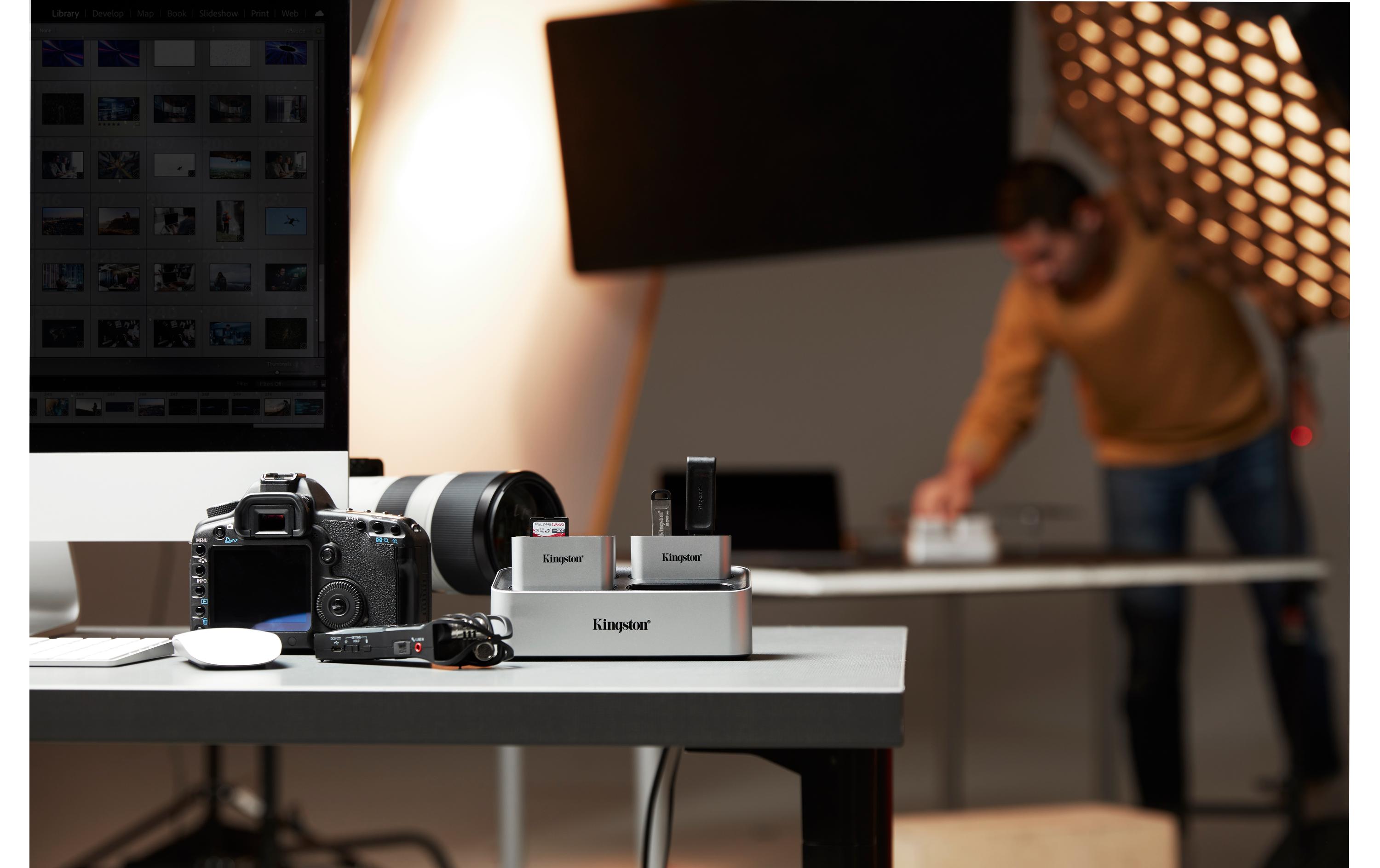Card Reader Extern Workflow miniHubUSB-Hub mit USB-A und USB-C Anschluss zu Kingston Workflow Sation