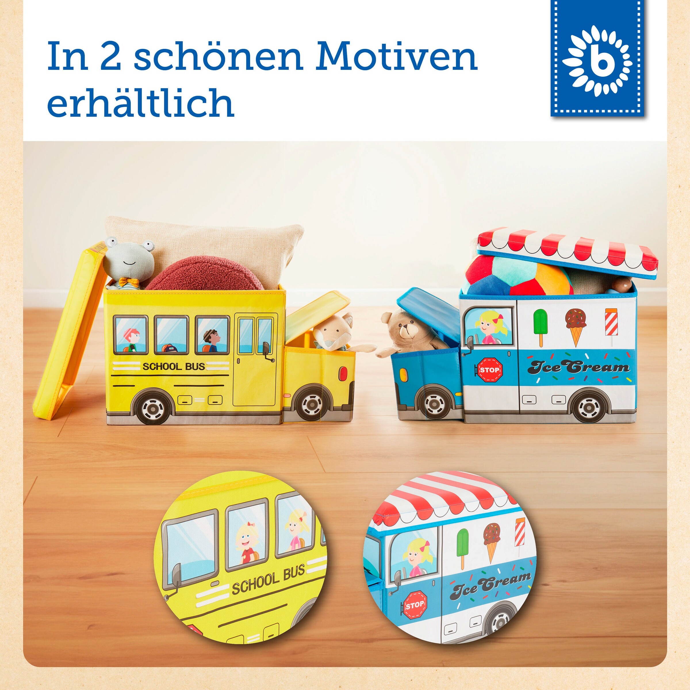 Bieco Aufbewahrungsbox mit Deckel Kinder Icecream Blau