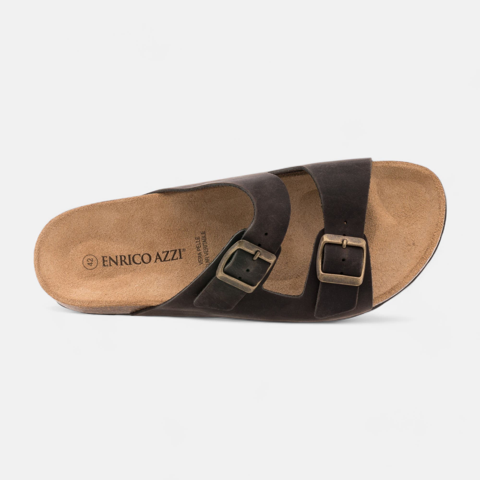 Mules semelle liège Homme en cuir marron