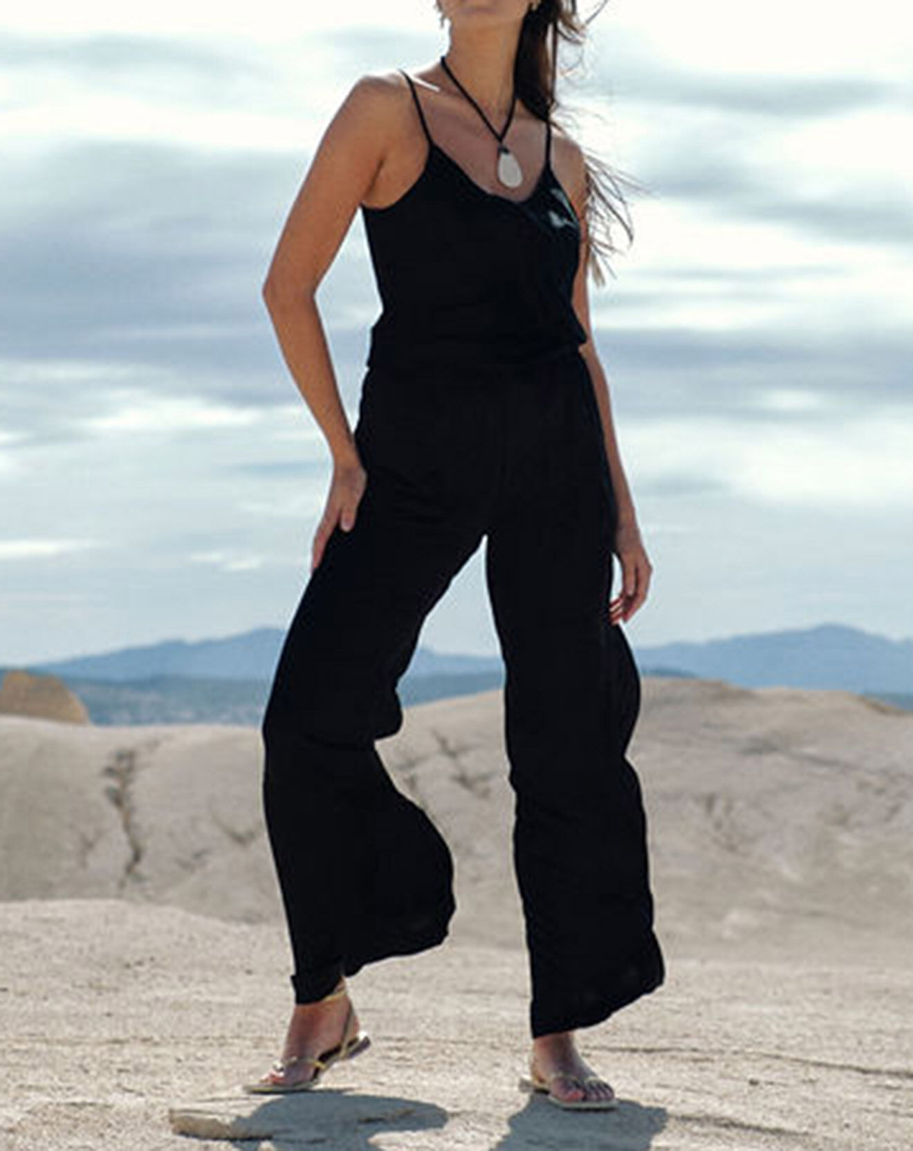 Lauren Vidal Pantalon satiné Ness noir