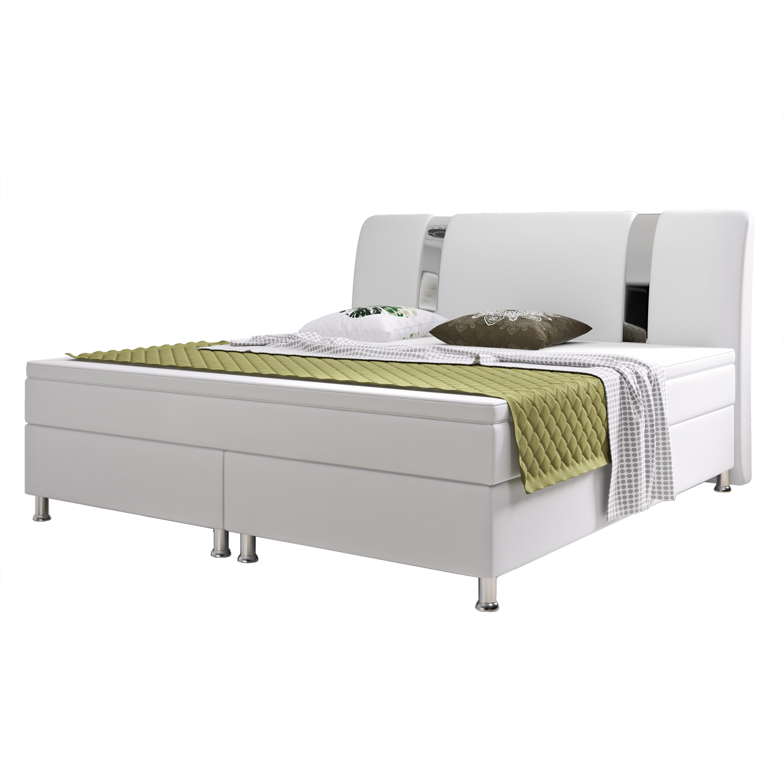 Boxspringbett - weiß - Kunstleder - mit Topper - H3 - 180x200 cm