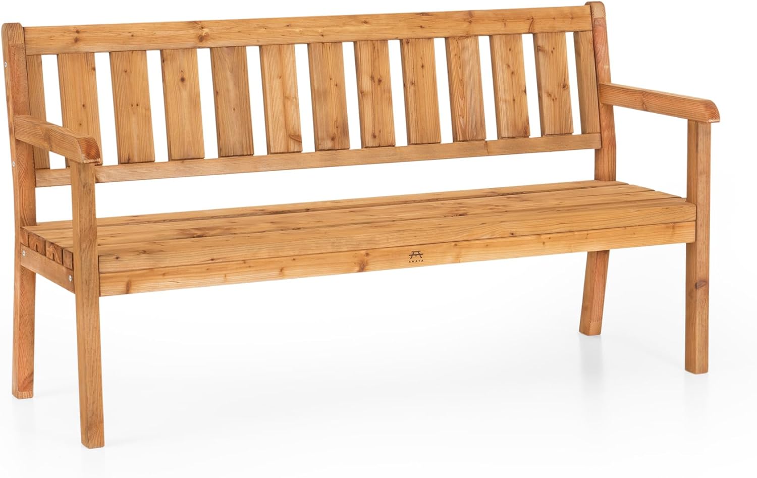AMATA UNGURS Dreifachbank Modernes Design - Wetterfeste Holzbank für Draußen, Terrasse, Hinterhof und Garten Feuerstellen - Ergonomischer und Langlebiger Stuhl, Zeitloses Design (Braun)