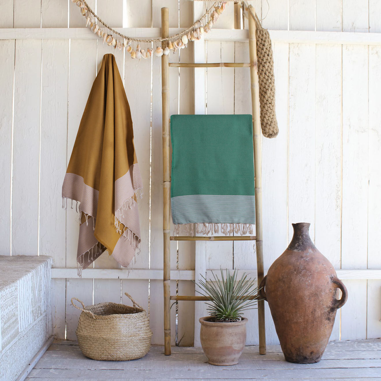 Febronie Fouta nid d'abeille Ibiza jaune - 100x200 cm