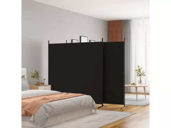 Cloison de séparation 3 panneaux Noir 525x180 cm Tissu