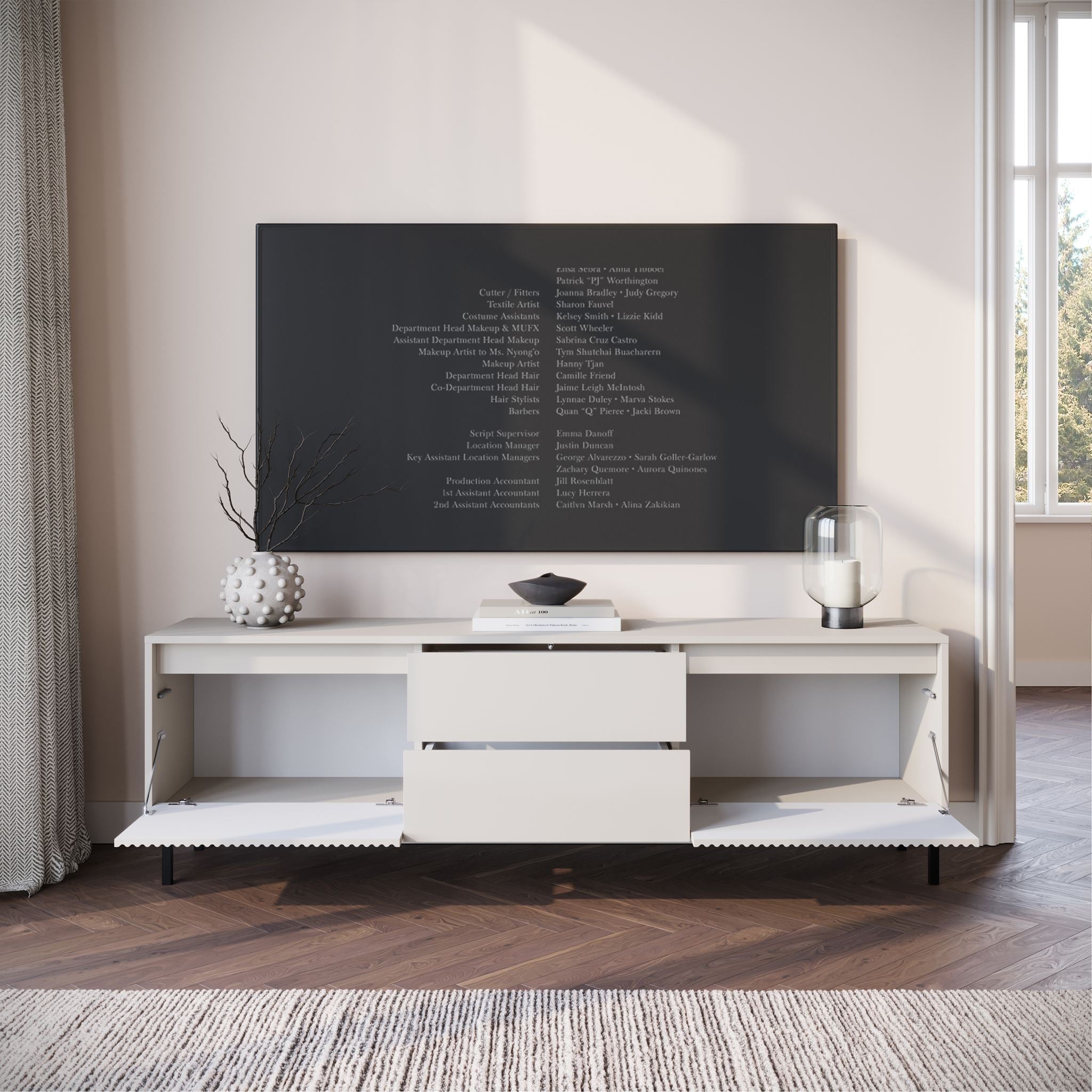 Orvana 2 - TV-Meubel met 2 deuren - Beige - 174x40x60 cm