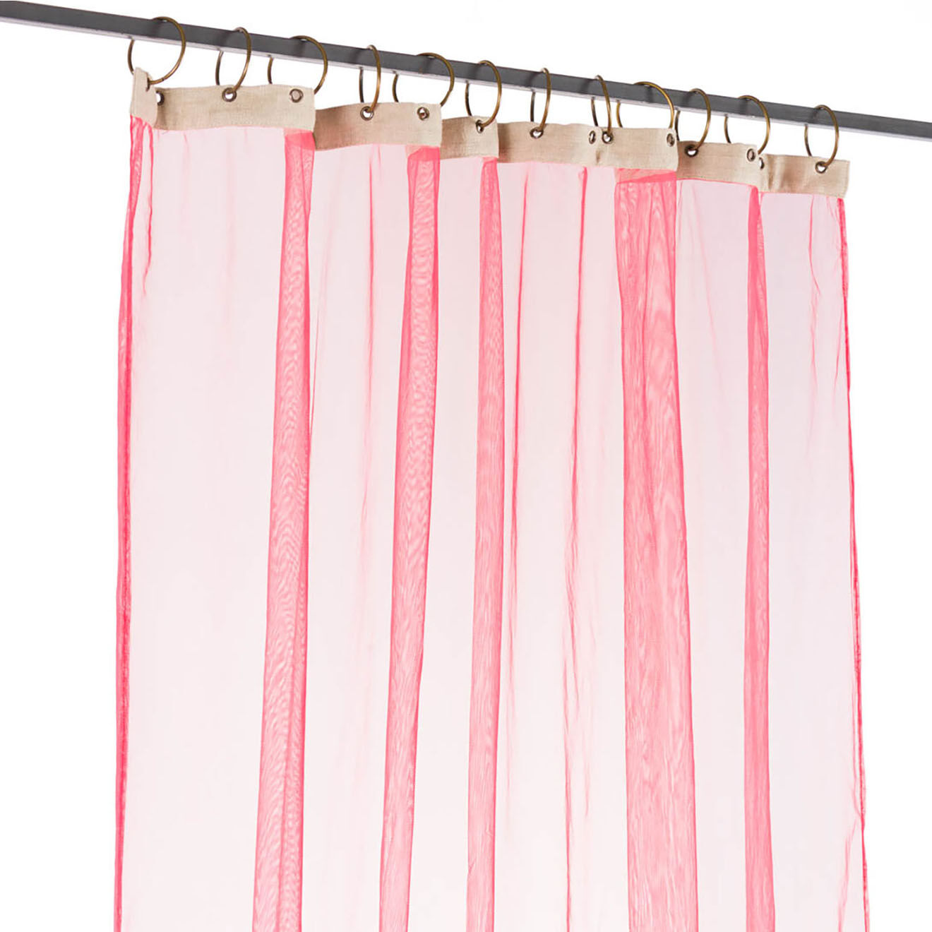 En Fil d'Indienne Voilage Tulle fraise - 120x300 cm