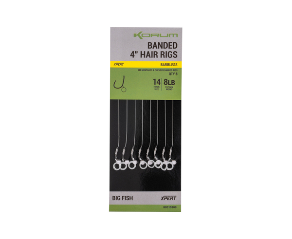 Korum Banded Hair Rigs Sans Ardillon 10cm (8 Pièces)