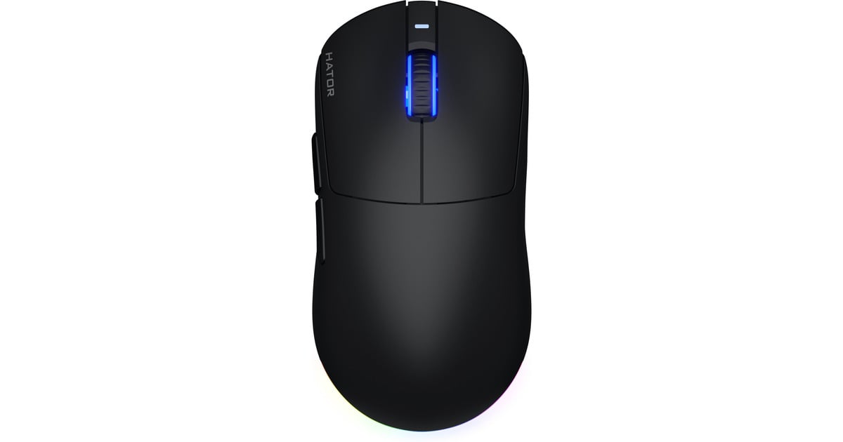 HatorQuasar 3 Wireless gaming muis  (Zwart, 400 - 12.000 DPI, RGB, 2.4GHz / Bluetooth 5.1 / USB)