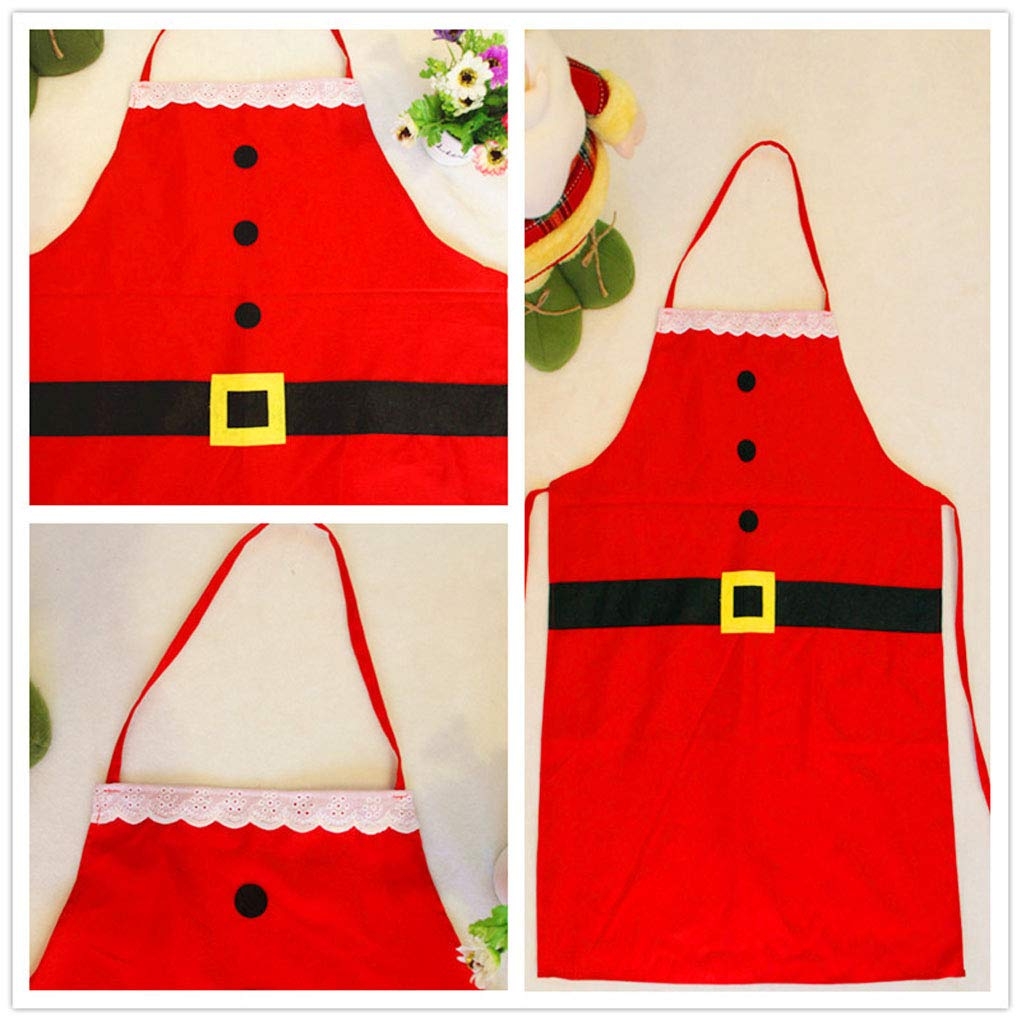 (74x49cm) Weihnachts Küchenschürze Lätzchen Kostüm im Weihnachtsmann Design - Rot
