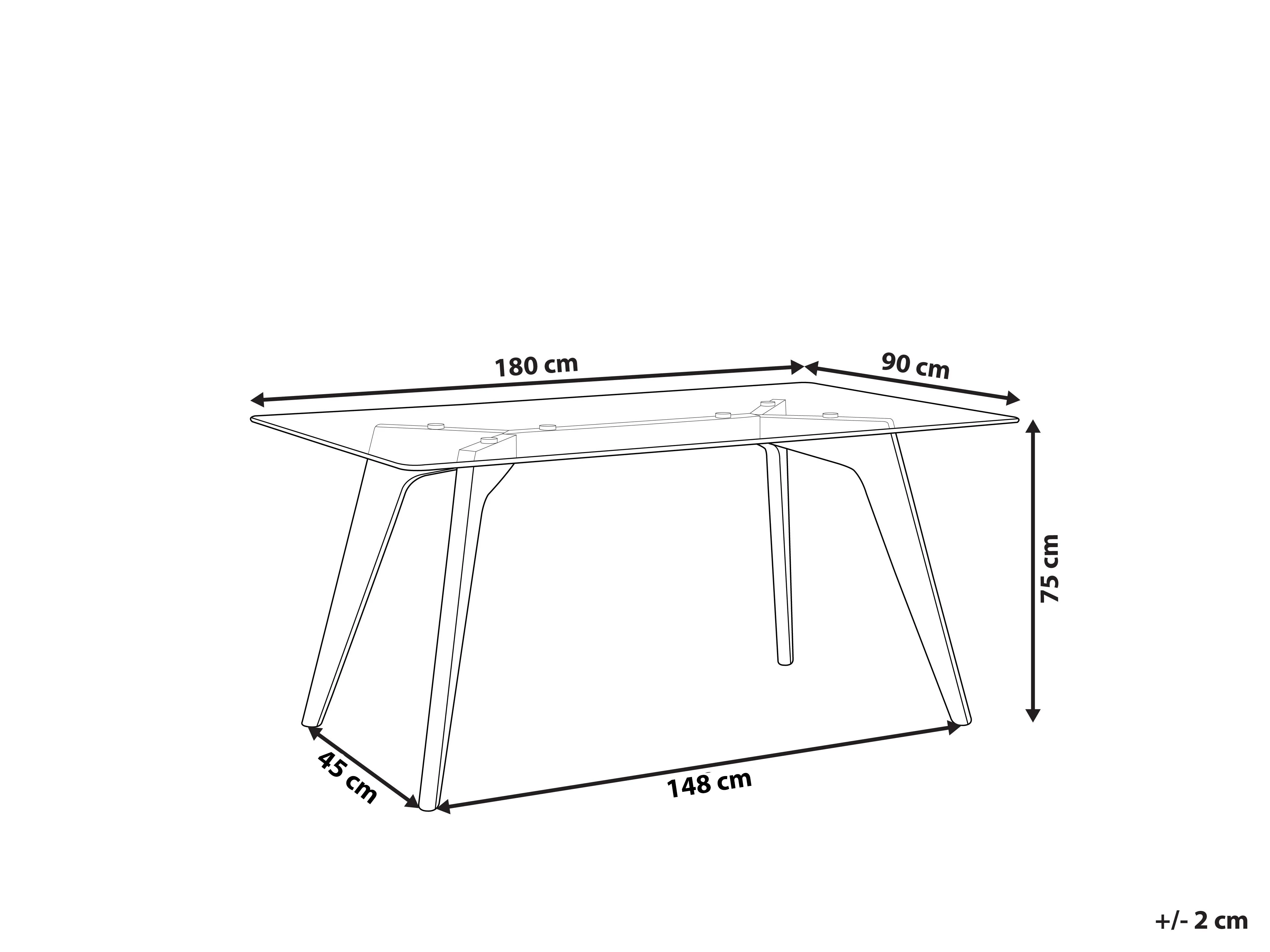 Eettafel HUDSON Transparant 90 cm Veiligheidsglas 180 cm