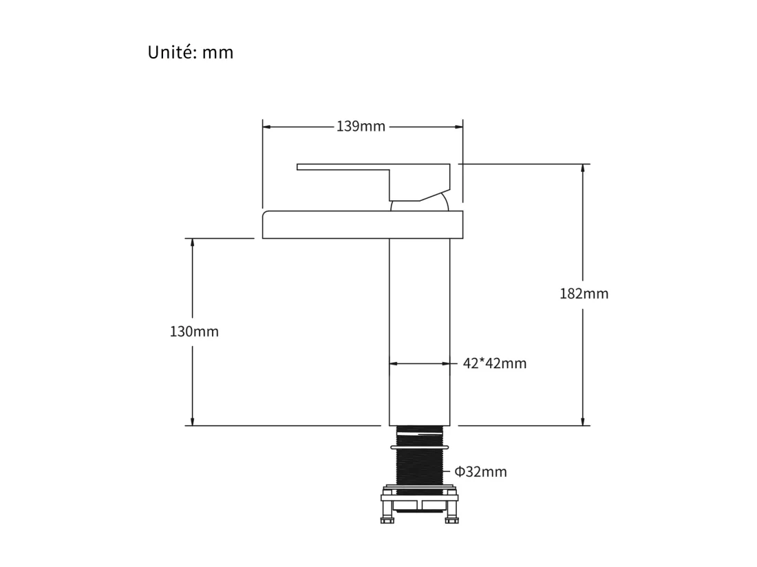 Robinet de Lavabo Cascade Mitigeur de Lavabo Mono-trou Robinetterie Lave-mains Monocommande en Acier Inox Robinet Salle de Bain Noir