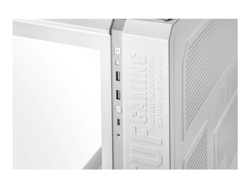ASUS TUF Gaming GT502 Plus - Mid tower - ATX - sidepanel med vindue (hærdet glas) - ingen strømforsyning - hvid - USB/Lyd