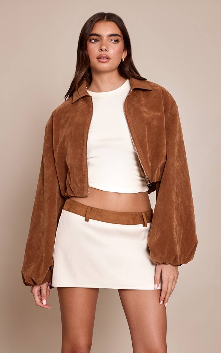Beige Jupe-short À Ceinture Contrastée