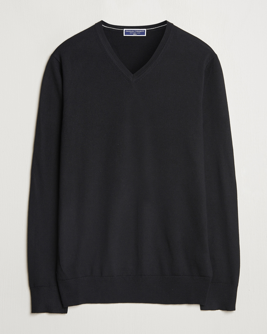 Charles Tyrwhitt Pure Merino V-Neck Jumper Black