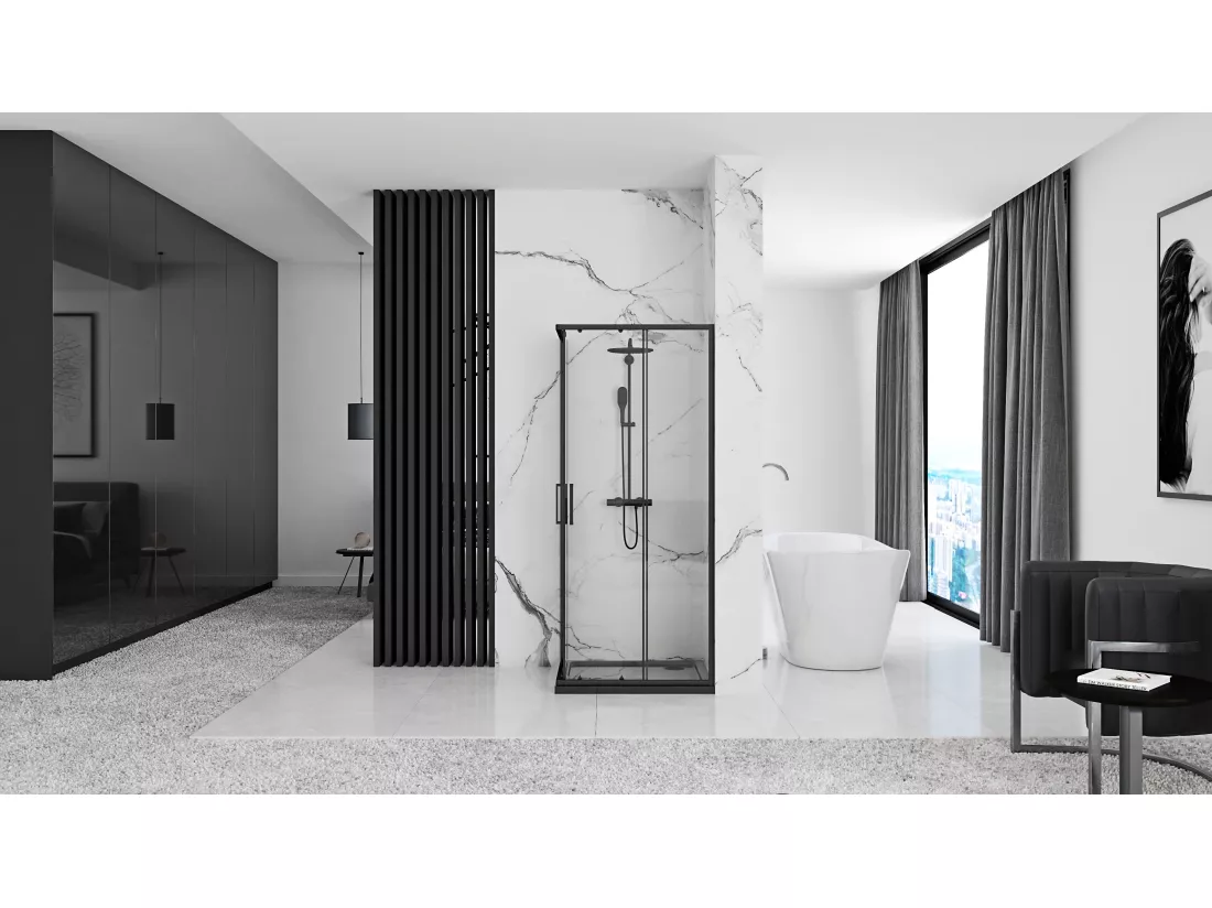 Cabine De Douche Rea Punto 80X80 Black
