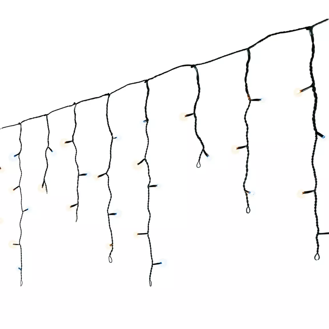 Stalactite lumineuse 20 m 490 LED câble noir Stars Bicolore Blanc chaud et froid