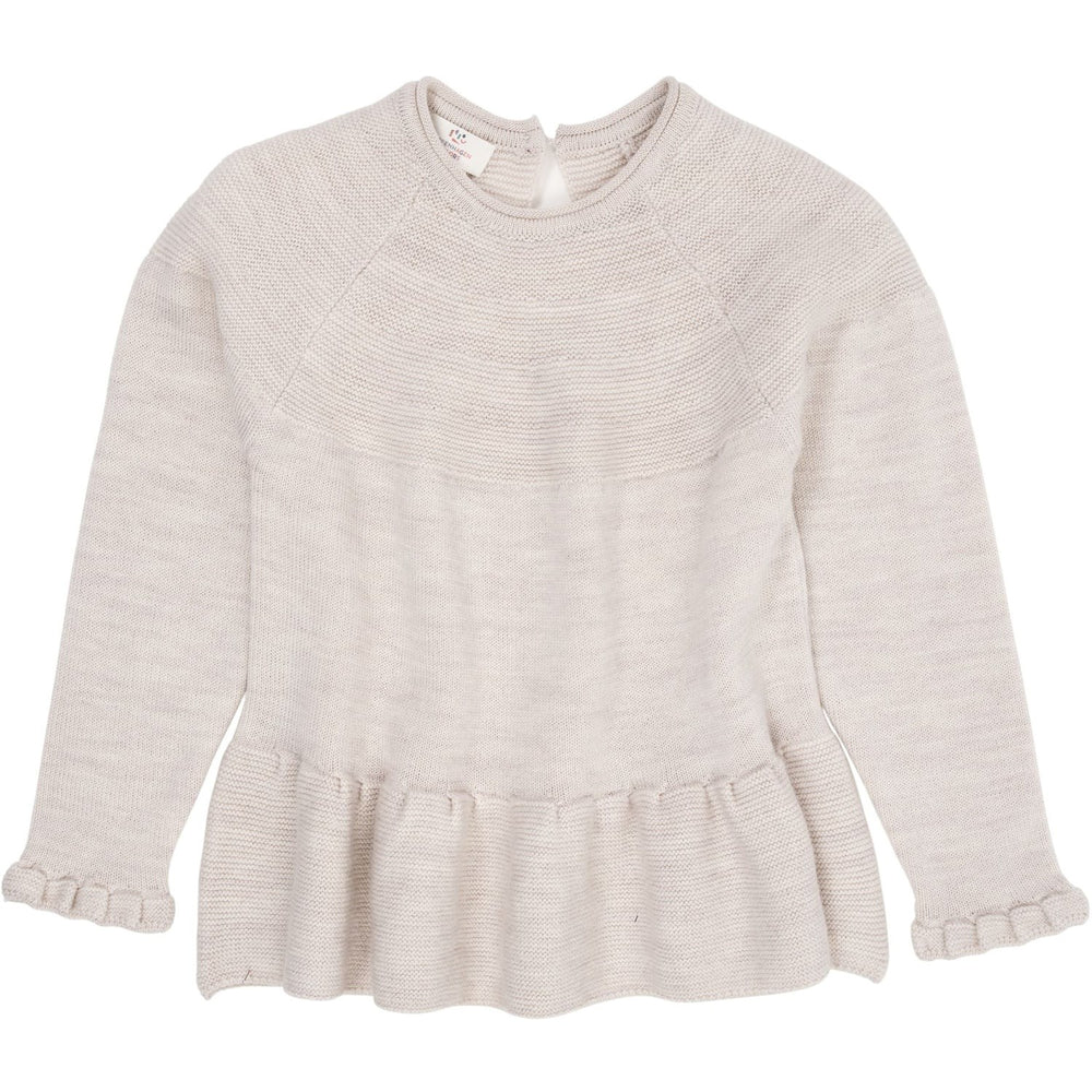 Pale Cream Melange Merino Strik Bluse