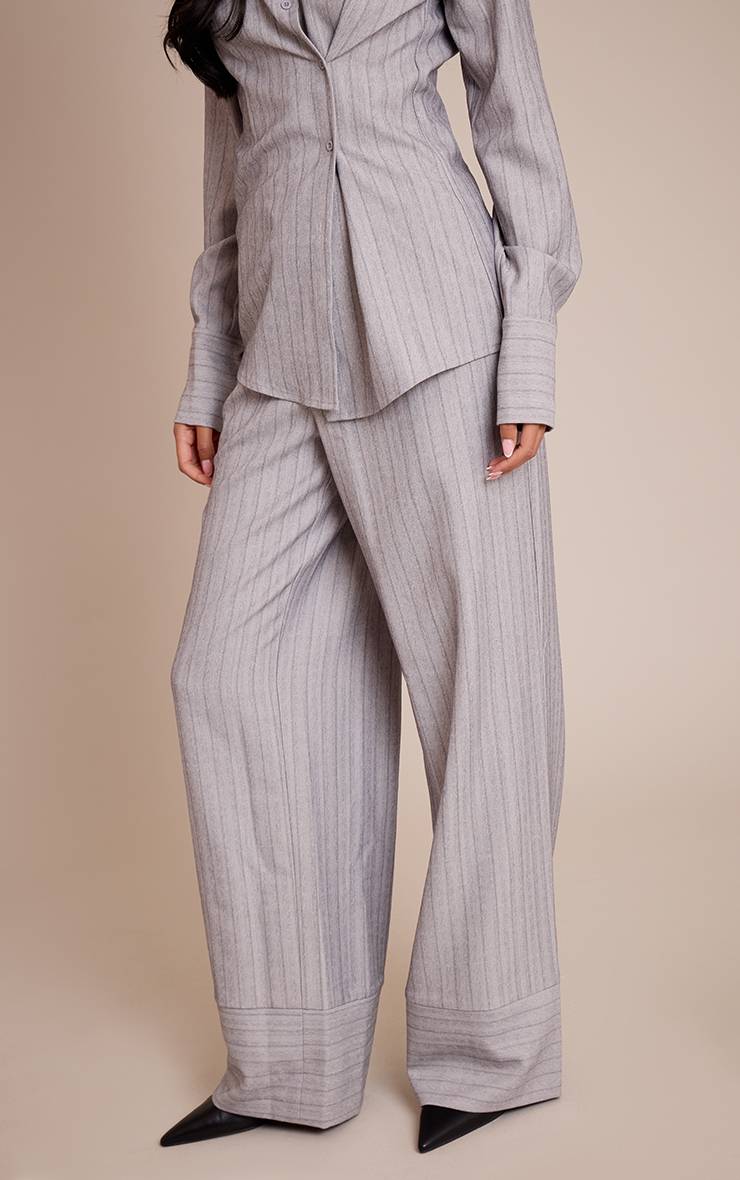 Moss Grey Pantalon Tissé À Fines Rayures Gris Clair Avec Cordon De Serrage Tall