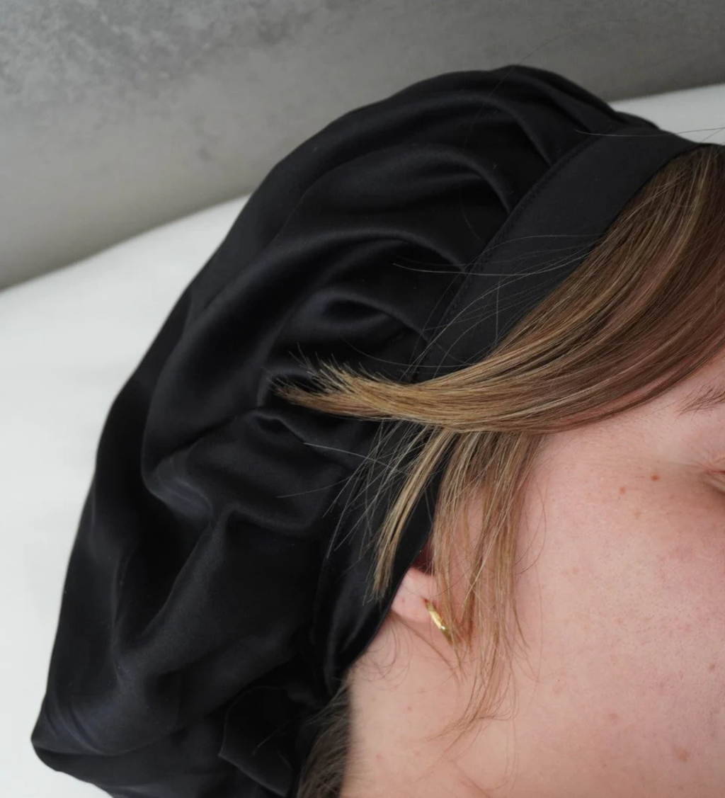 lotta curls  Silk Bonnet, Black