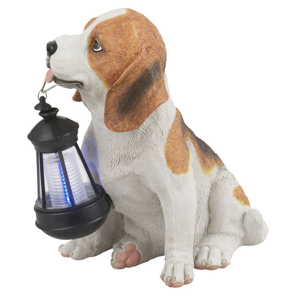 LED Solarleuchte, Hund Beagle mit Laterne, H 24 cm