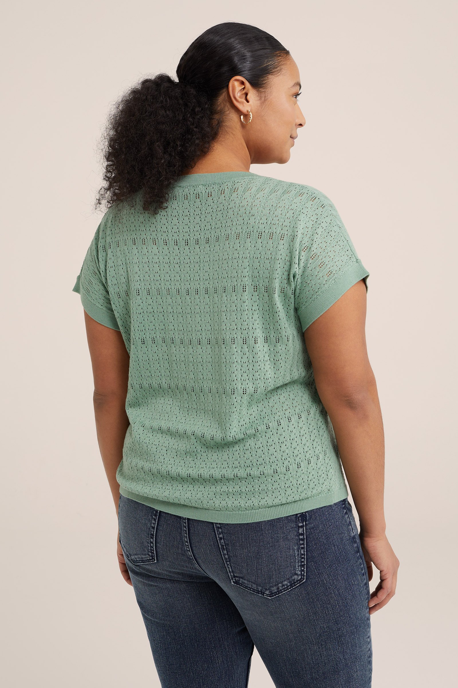 trui met opengwerkt dessin - Curve WE Fashion Mintgroen