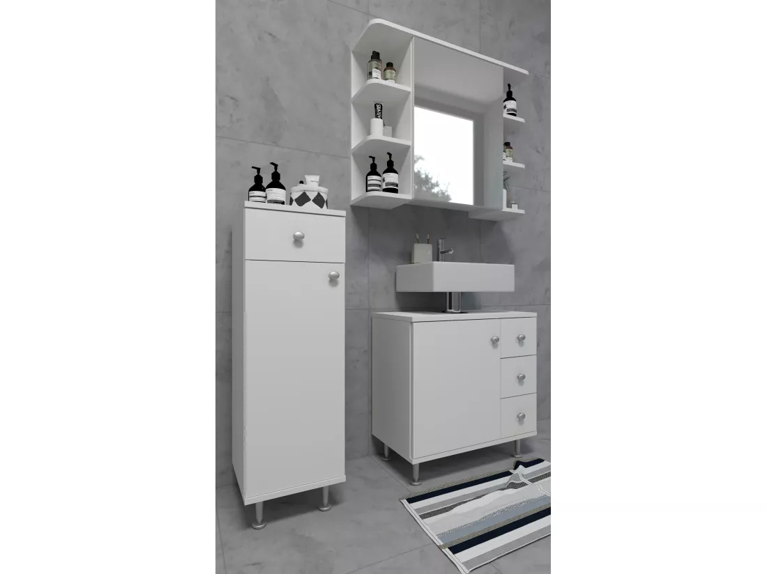 Armoire basse de salle de bain en bois Tiroir Nilosi M