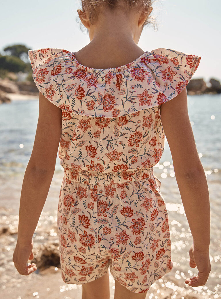 Combishort nude à imprimé fleuri