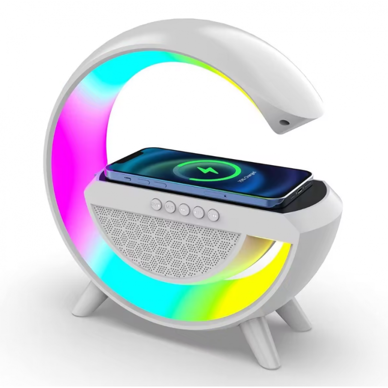 Smartek Alto-falante Bluetooth Portátil Sem Fio, Luminária de Mesa e Carregador Sem Fio Estilo G