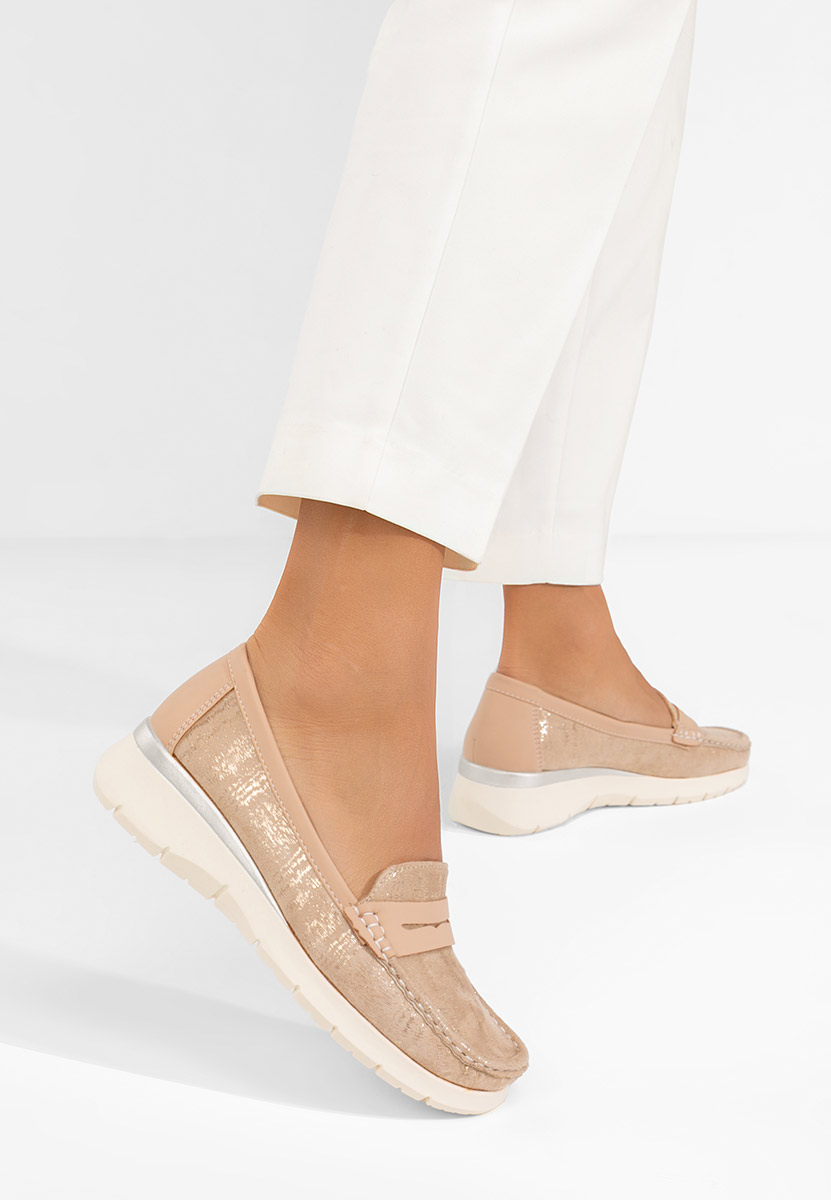Mocassins femme dorées Martinea