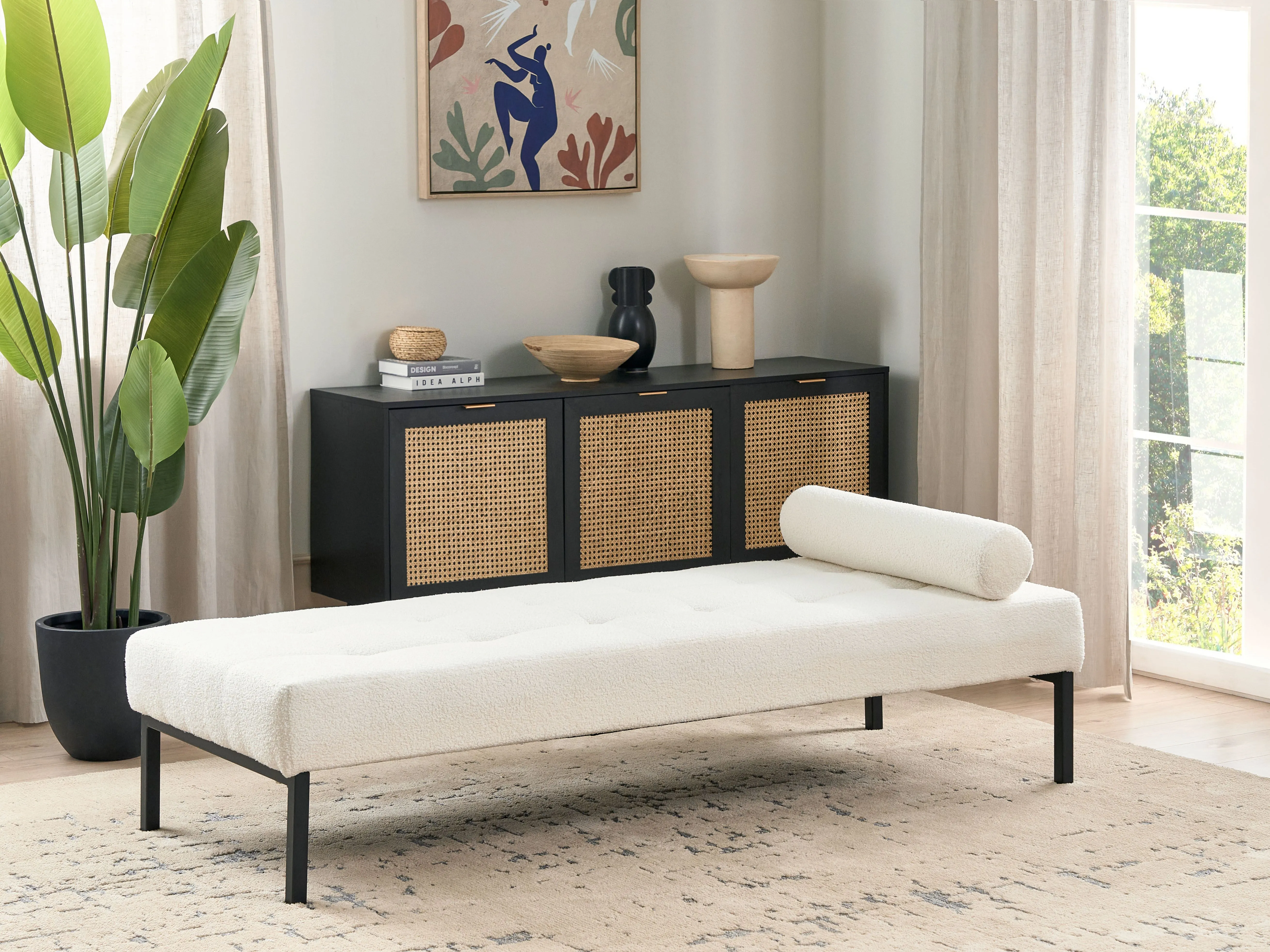 Chaise longue CHINON Bouclé Wit