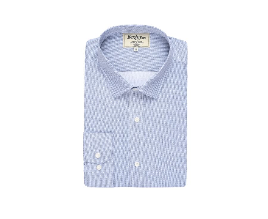 Chemise blanche imprimée motifs bleu navy - Col français - OSCAR