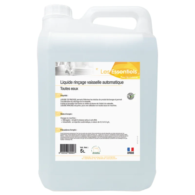 LES ESSENTIELS - Liquide rinçage lave vaisselle toutes eaux 5L