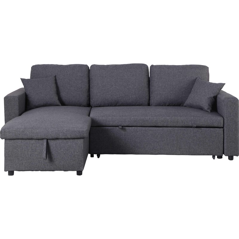 Vernita 87&prime;&prime; Wide Linen Reversible Sleeper Sofa & Chaise
