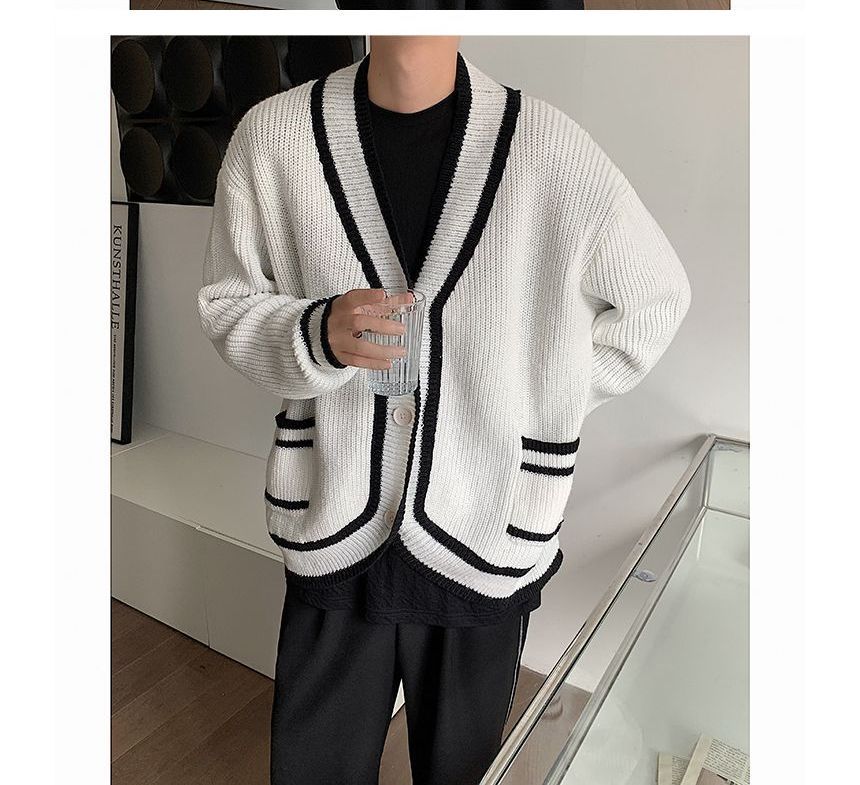 Freehop - V-hals vest met contrasterende rand