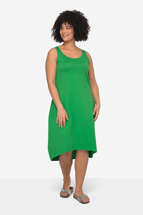 Jersey-Midikleid, ärmelloser Fitted Fit, gerundeter Saum